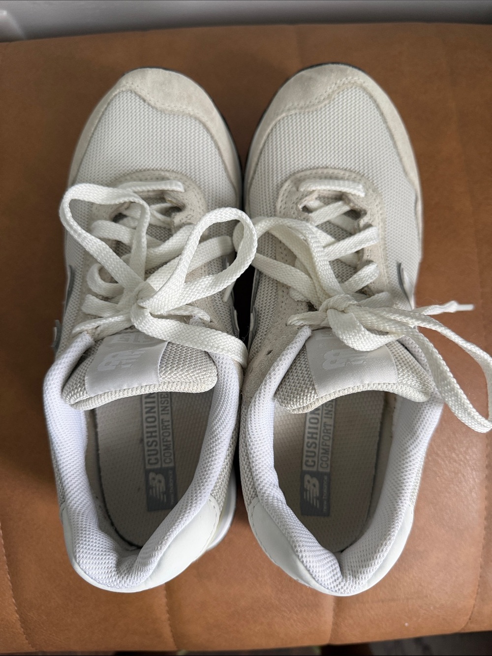 New Balance Off-White/Cream Cushioned Walking Sneakers